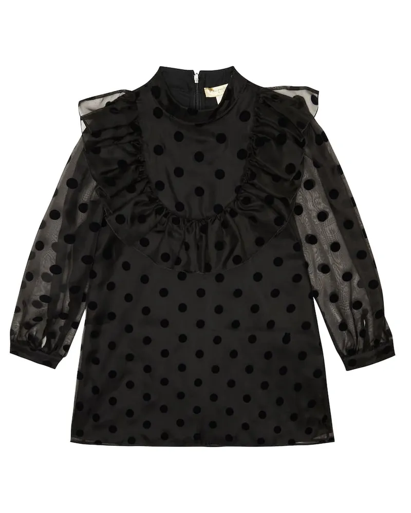 Stella McCartney Kids Kleid Polka-Dot aus Seide Schwarz