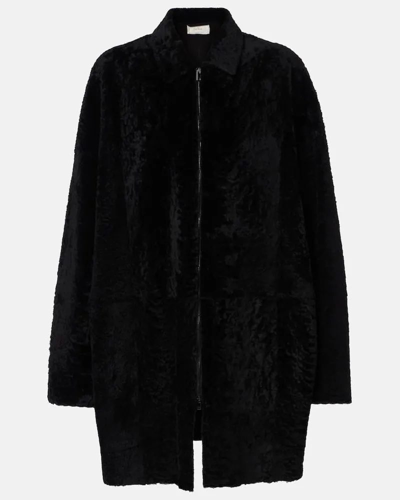 The Row Mantel Sheeran aus Shearling Schwarz