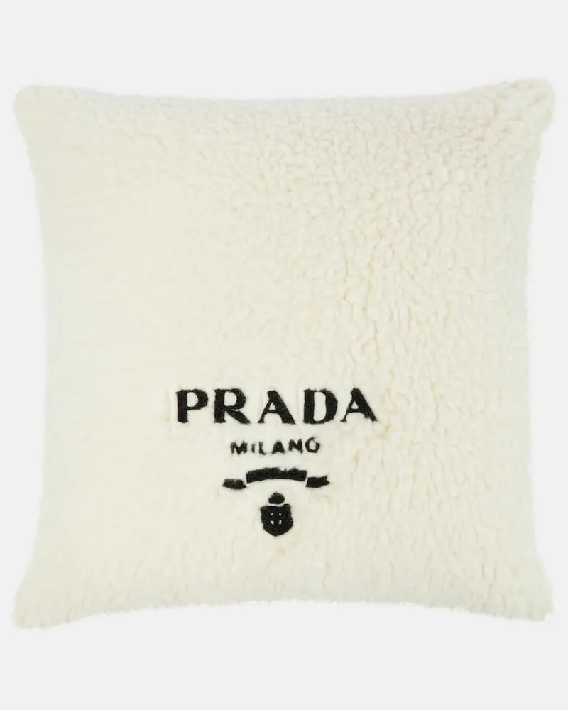 Prada Kissen aus Wolle, Seide und Kaschmir Weiß