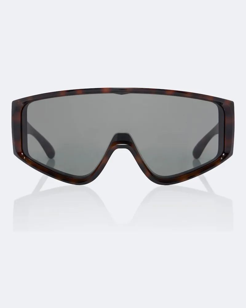 Saint Laurent Shield-Sonnenbrille Lettering Braun