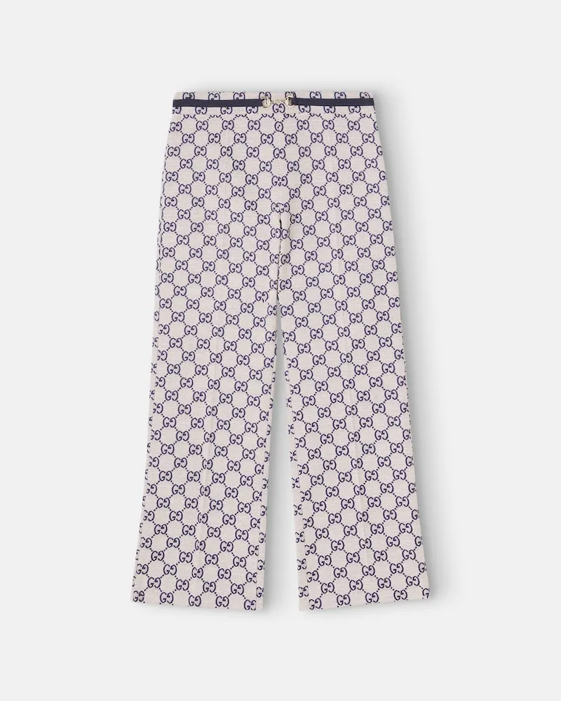 Gucci Gerade Hose GG aus Jacquard Beige