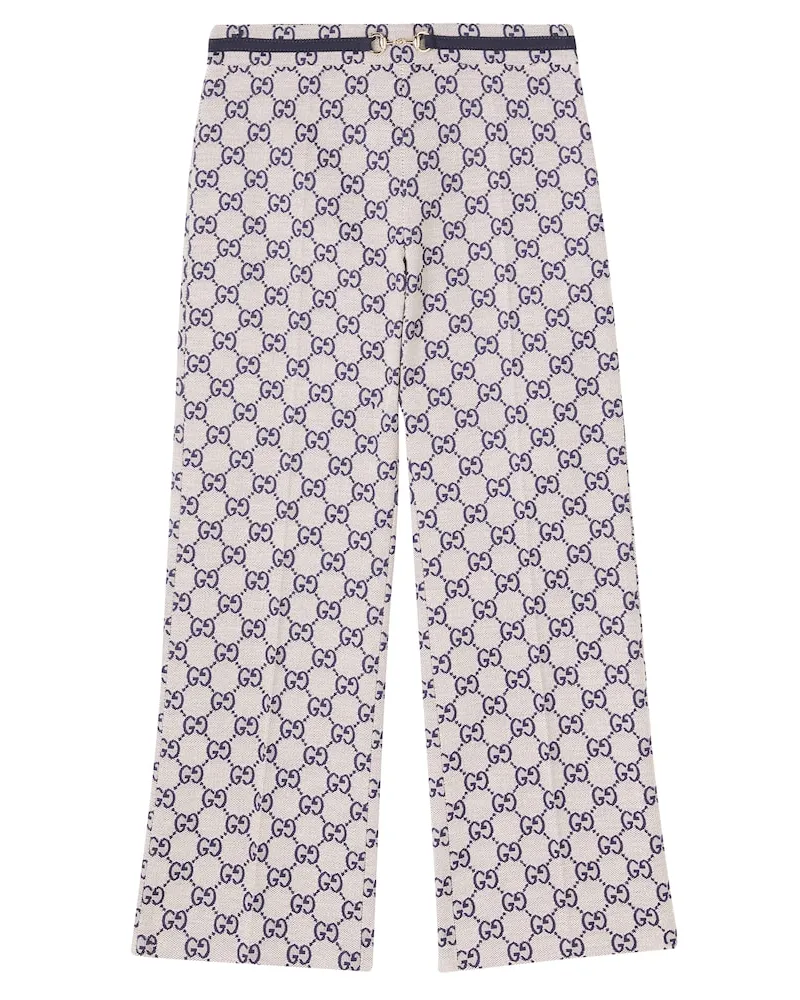Gucci Gerade Hose GG aus Jacquard Beige