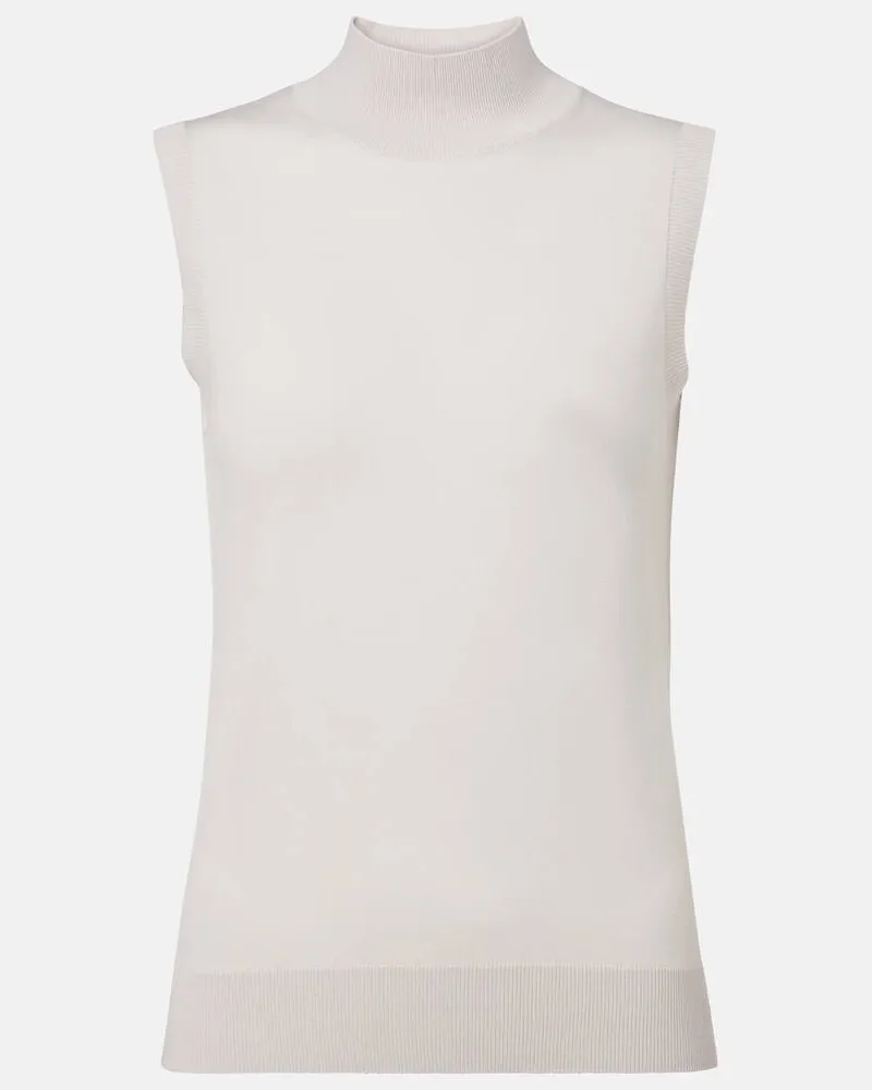 Max Mara Top Slalom aus Schurwolle Weiß