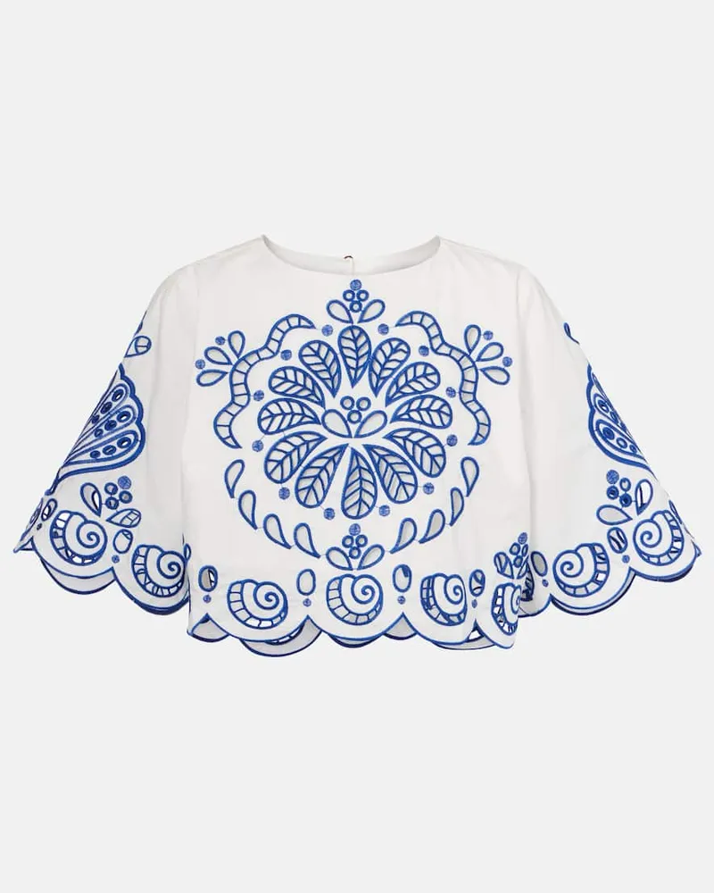 FARM Rio Besticktes Cropped-Top aus Baumwolle Weiß