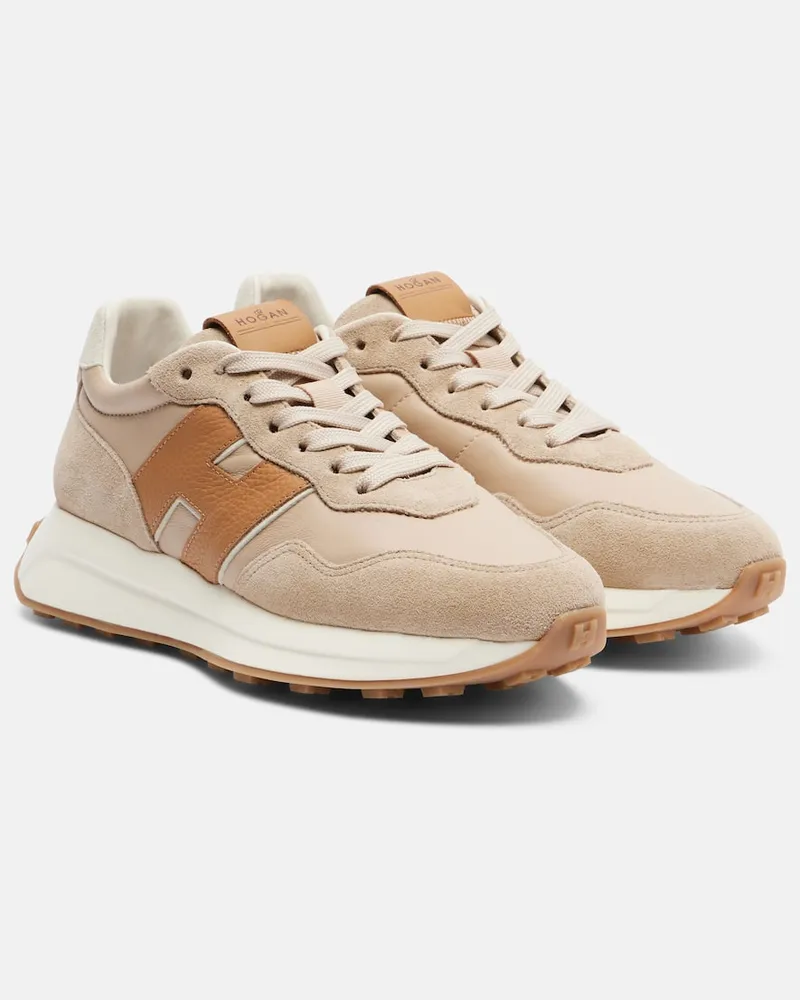Hogan Sneakers H641 aus Leder und Veloursleder Beige