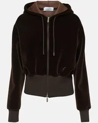 Ferragamo Kapuzenjacke aus Samt Braun