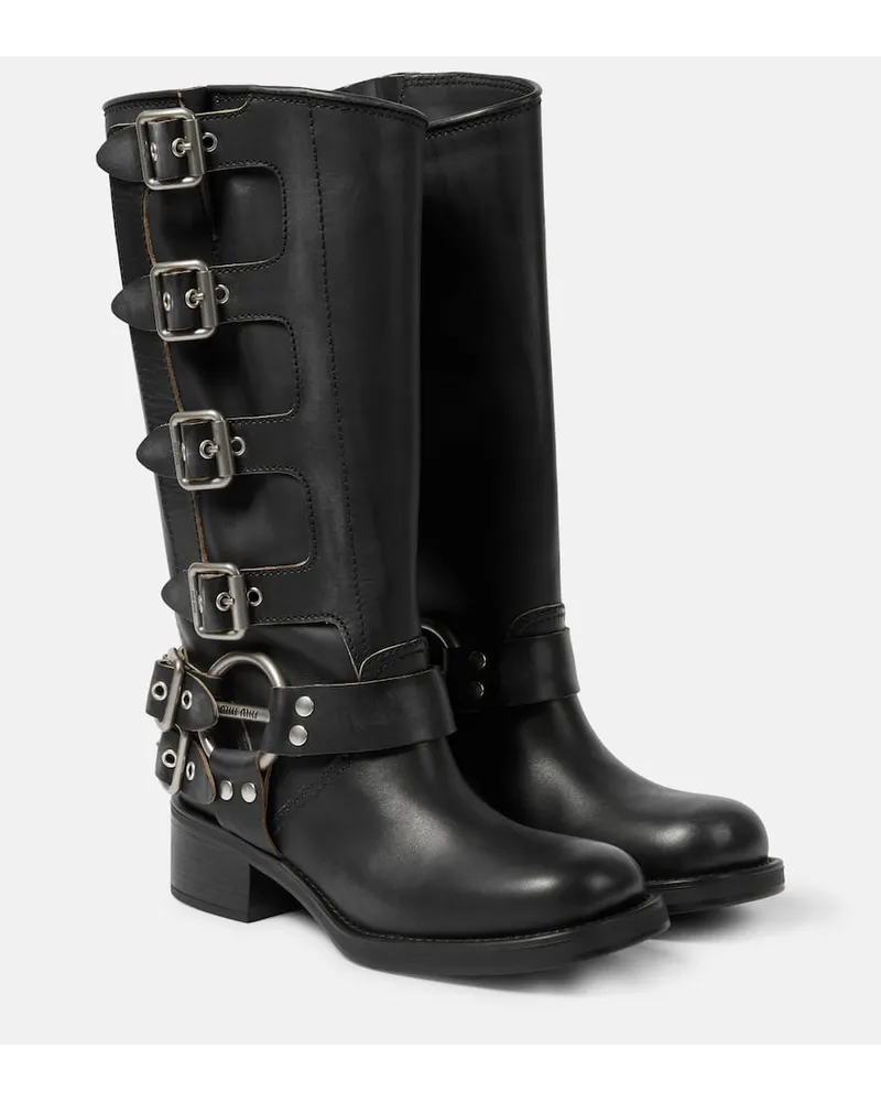 Miu Miu Stiefel aus Leder Schwarz