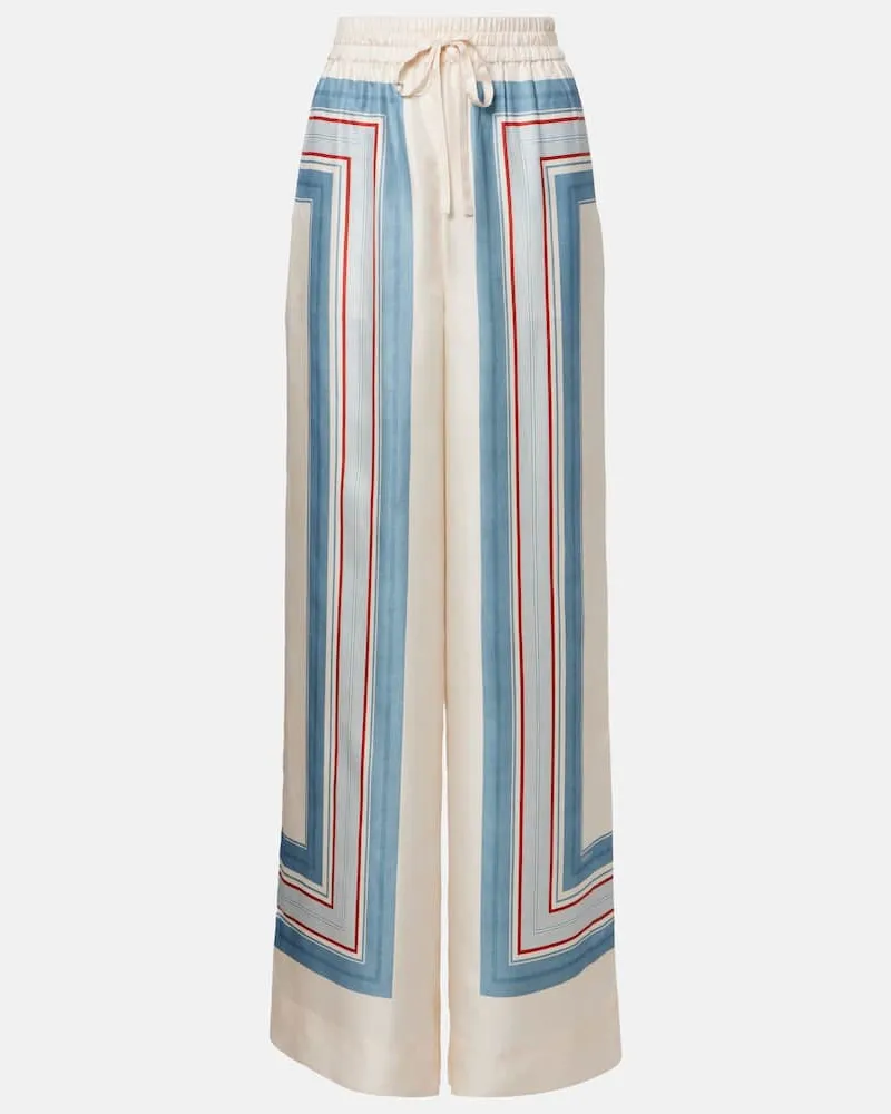 Zimmermann Bedruckte Hose aus Seide Weiß