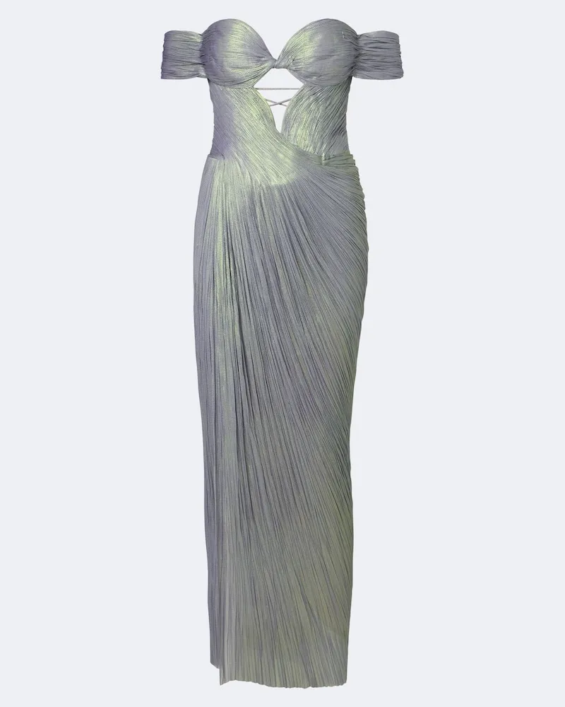Maria Lucia Hohan Off-Shoulder-Robe Edena aus Seide Multicolor