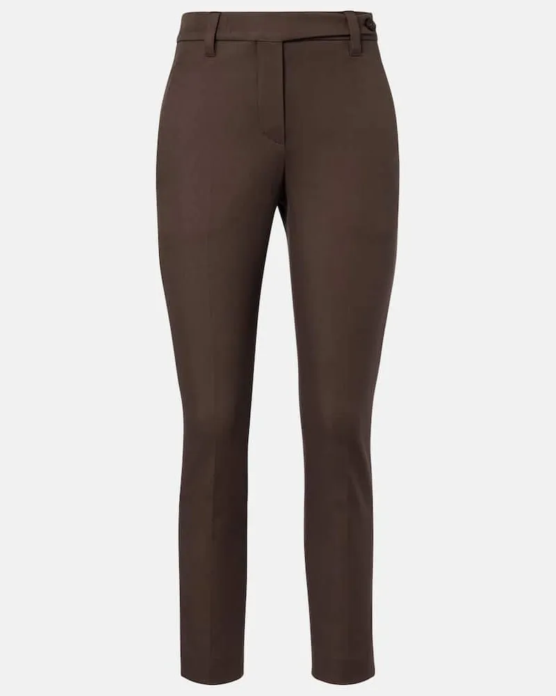 Brunello Cucinelli Schmale Hose Monili aus einem Baumwollgemisch Braun