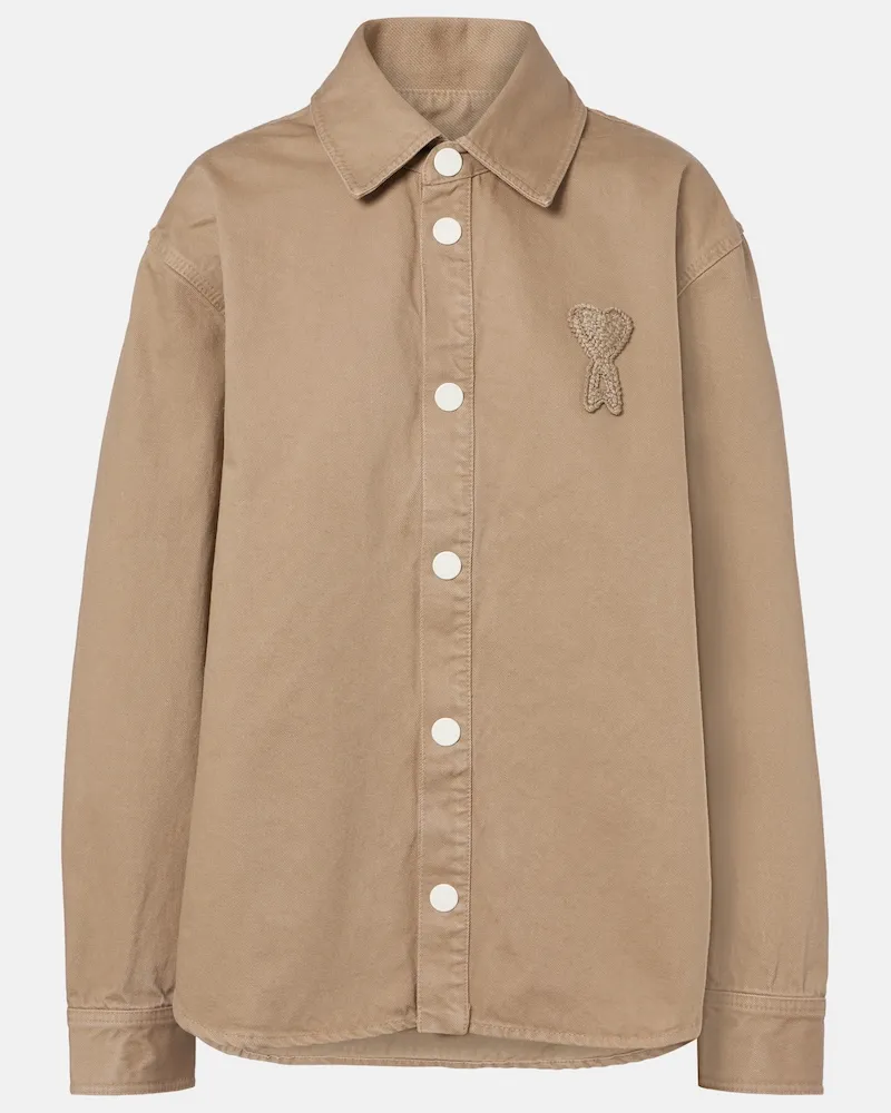 AMI Paris Hemdjacke Ami de Cœur aus Baumwolle Beige