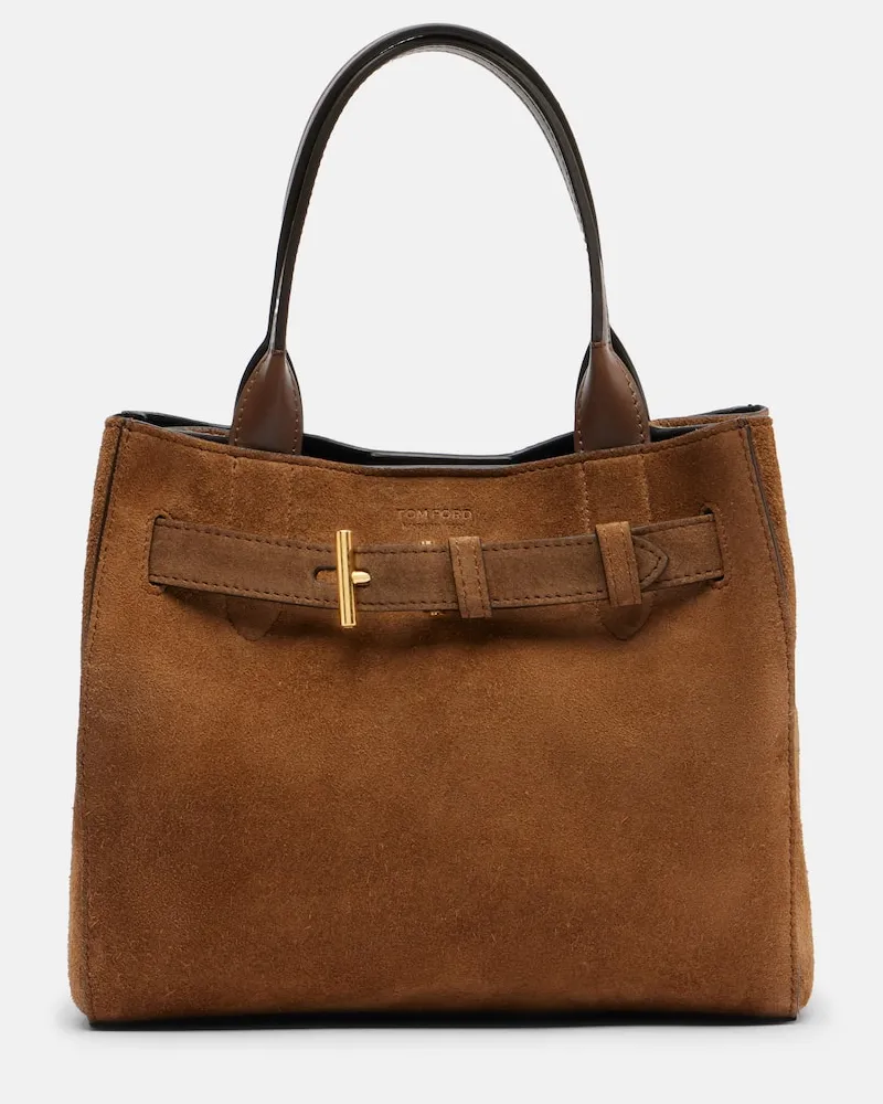 Tom Ford Tote Bag Audrey Small aus Veloursleder Braun