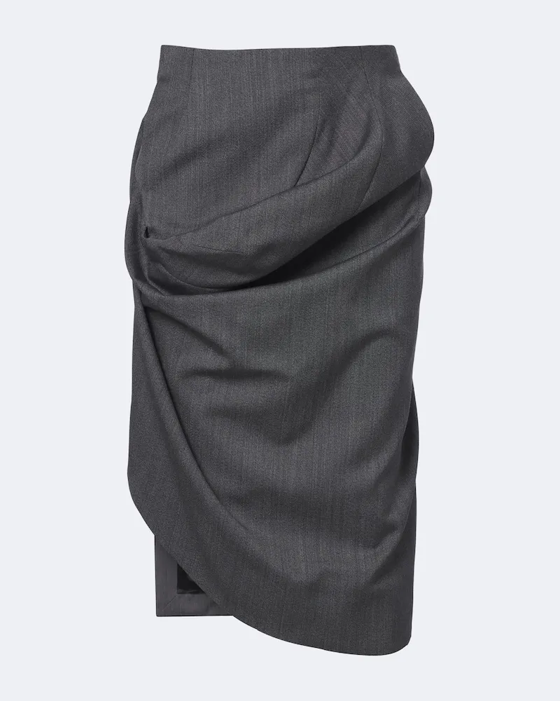 Victoria Beckham Midirock aus Schurwolle Grau