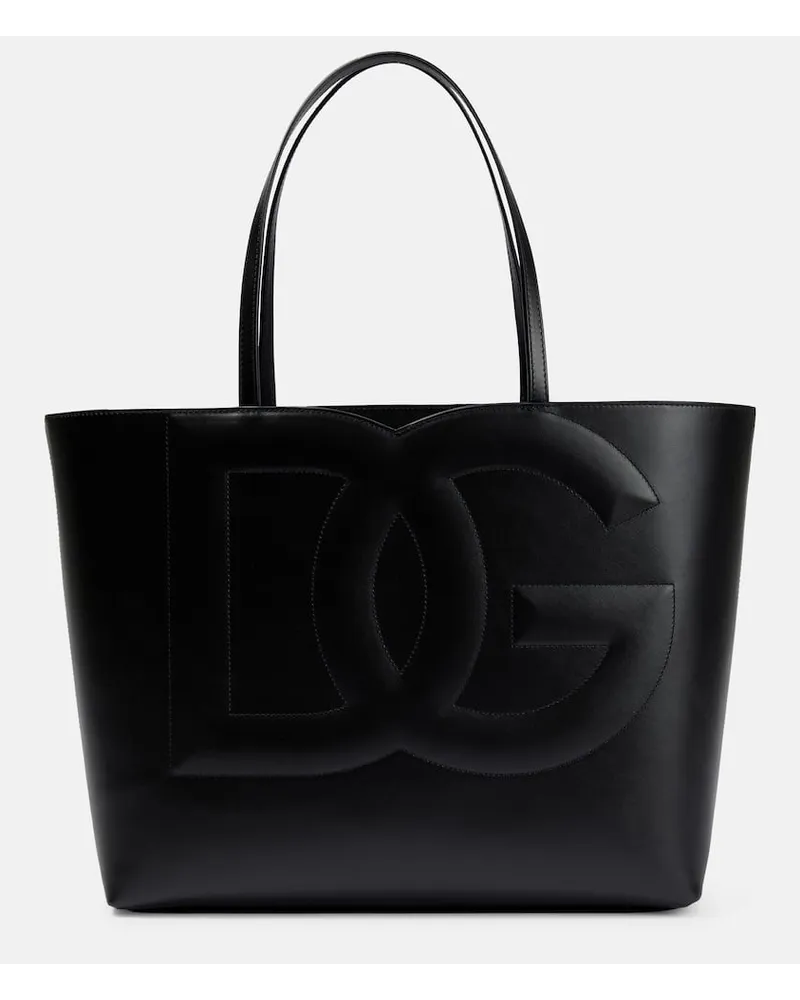 Dolce & Gabbana Tote DG aus Leder Schwarz