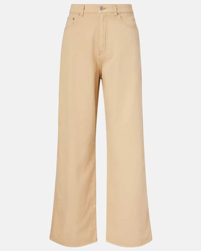 Miu Miu High-Rise Wide-Leg Jeans Beige