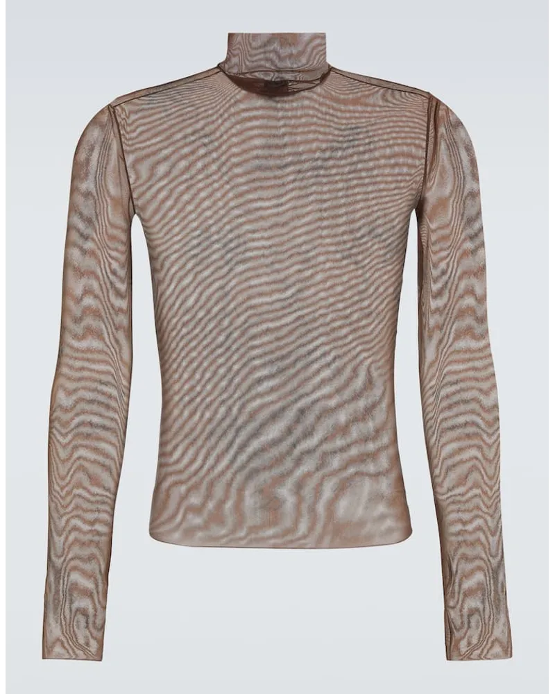 Balenciaga Top Aus Mesh Braun