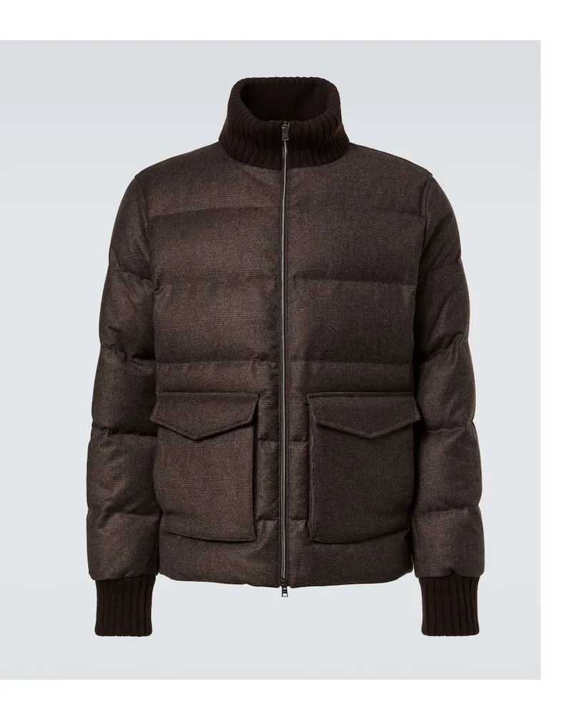 Herno Daunenjacke aus Wolle und Kaschmir Braun