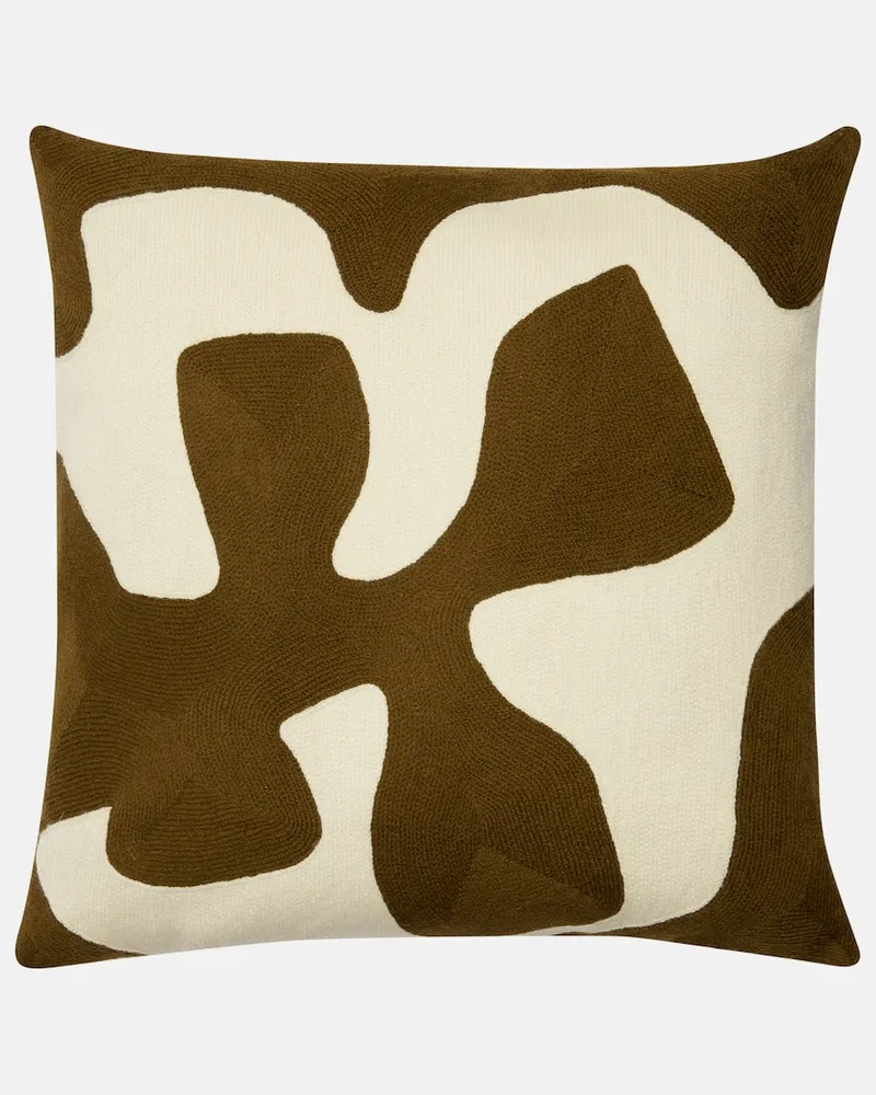 Jonathan Adler Kissen Ojai Branch aus Baumwoll-Canvas Weiß