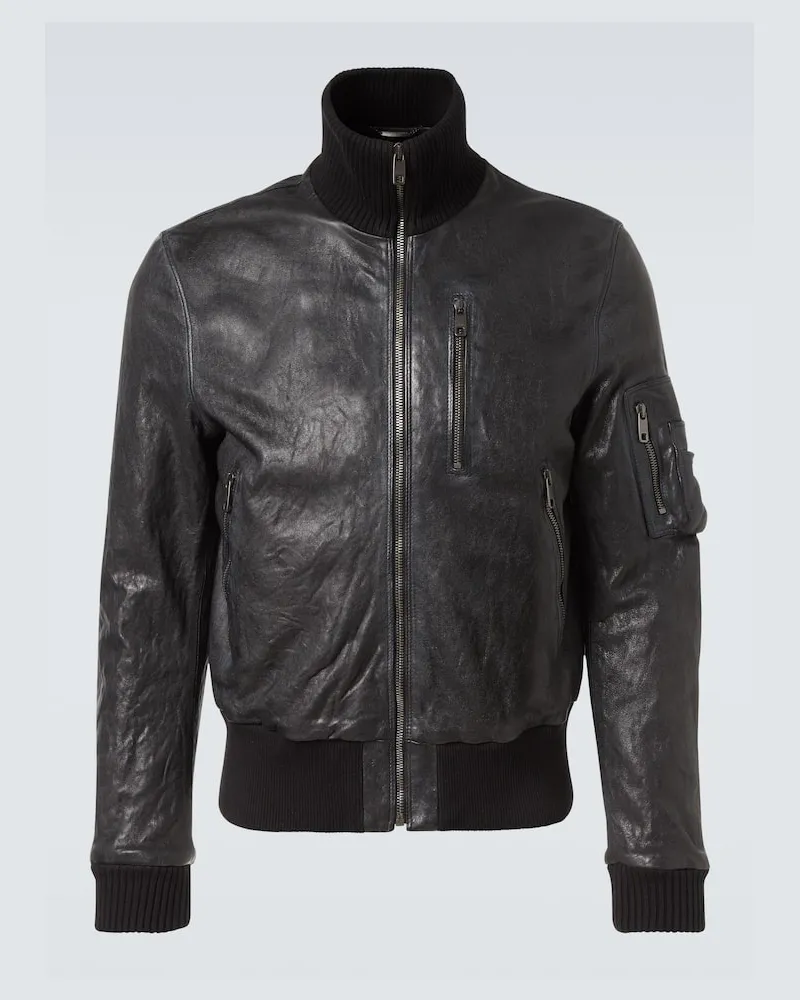 Dolce & Gabbana Bomberjacke aus Leder Schwarz