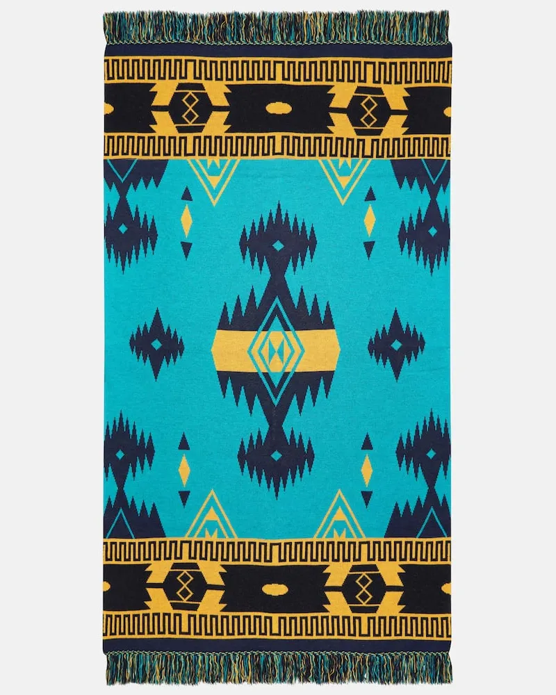 Alanui Decke Icon aus Woll-Jacquard Blau