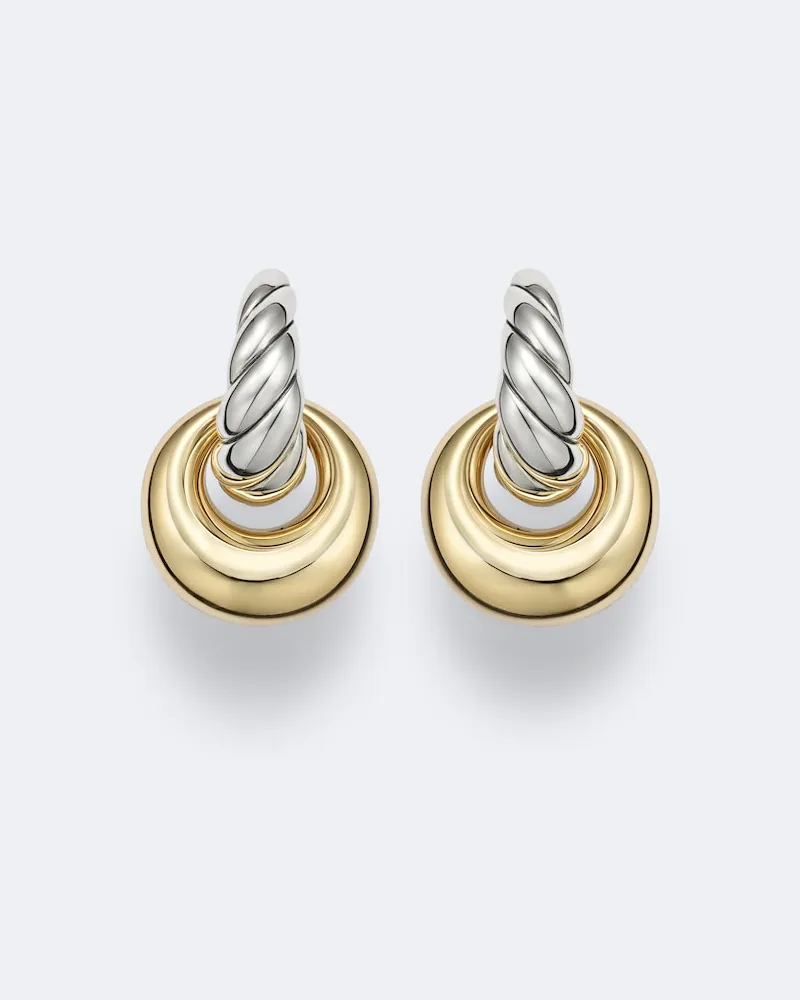 David Yurman Ohrringe Sculpted Cable aus 14kt Gelbgold und Sterlingsilber Silber