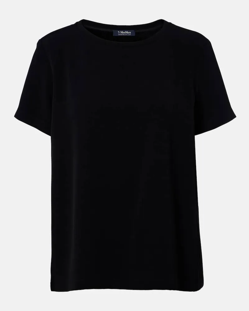 Max Mara T-Shirt Rebecca aus Satin Schwarz