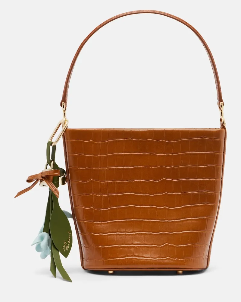 Self-Portrait Bucket Bag Small aus Leder Braun