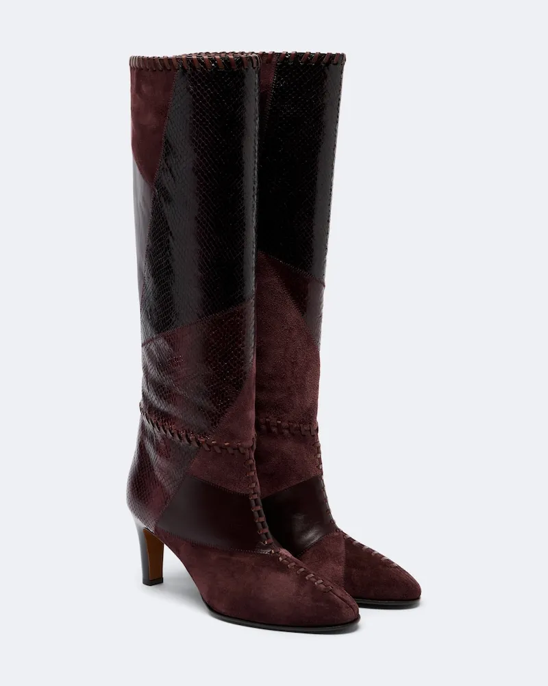 Zimmermann Stiefel Alchemy aus Leder mit Veloursleder Burgunderrot
