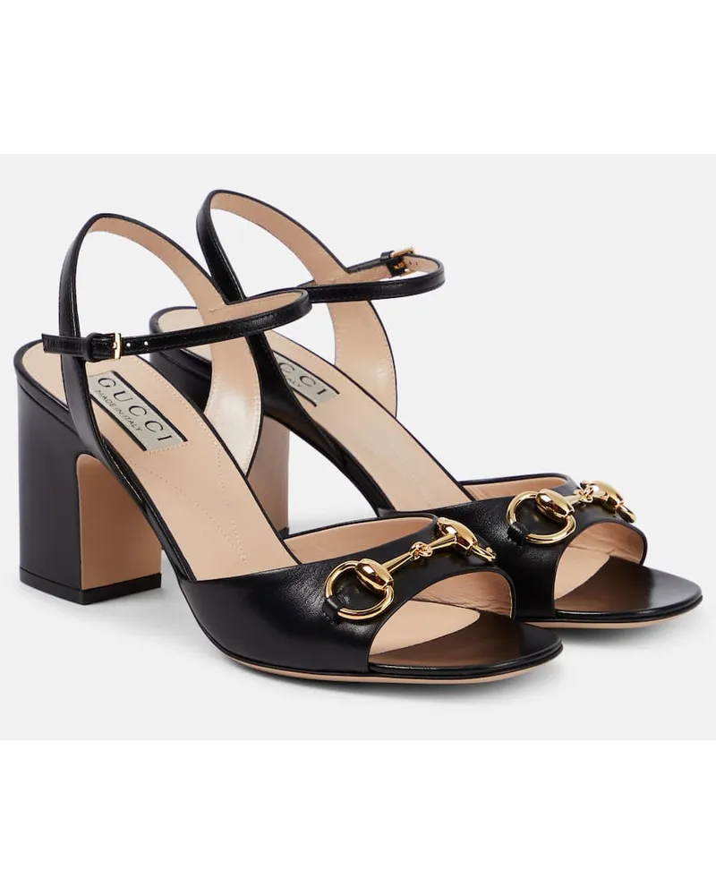 Gucci Sandalen Horsebit aus Leder Schwarz