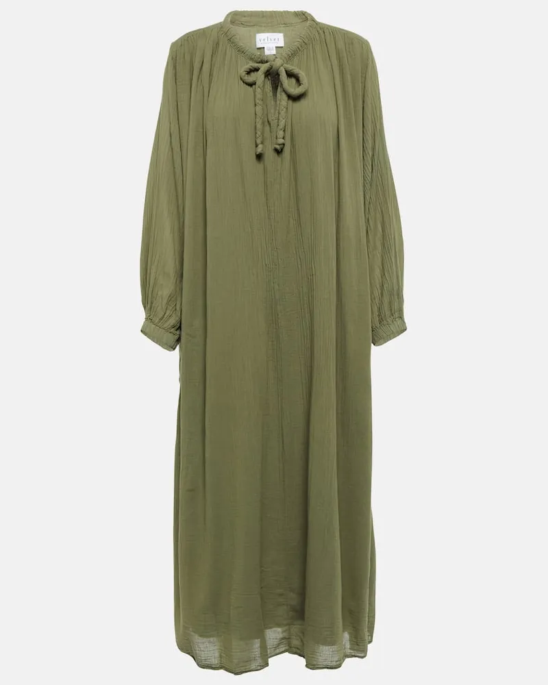 Velvet Midikleid Frankie aus Baumwoll-Voile Grün