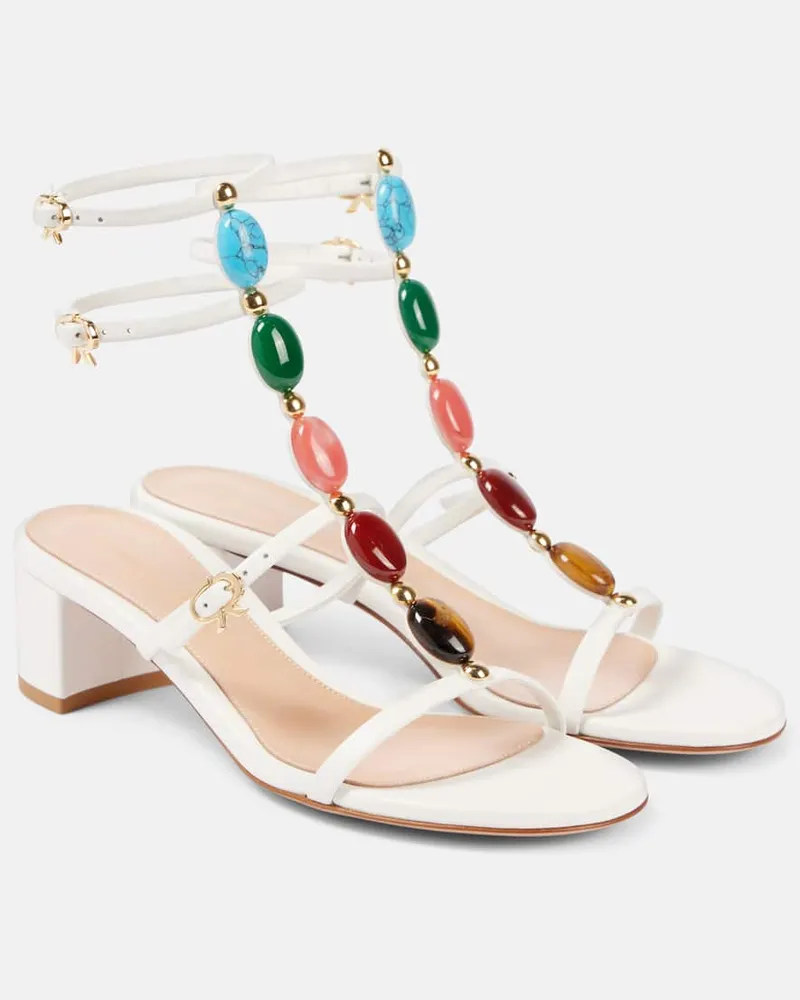 Gianvito Rossi Verzierte Sandalen 45 aus Leder Weiã