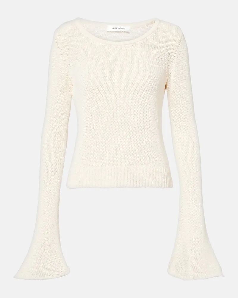 Aya Muse Longsleeve Sei aus einem Baumwollgemisch Weiß