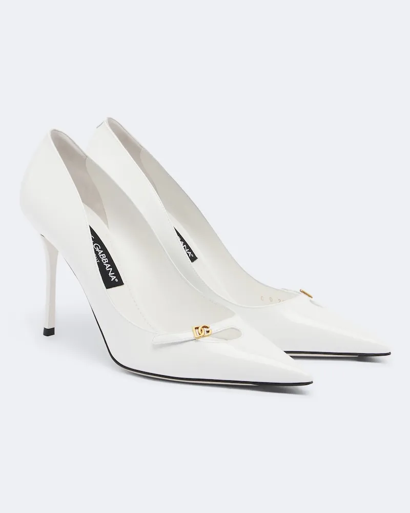 Dolce & Gabbana Pumps DG aus Lackleder Weiß