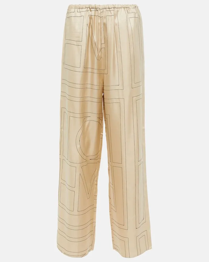 Totême Mid-Rise-Hose aus Seide Weiß