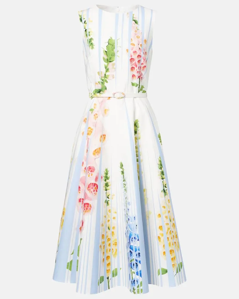 Oscar de la Renta Midikleid aus einem Baumwollgemisch Multicolor