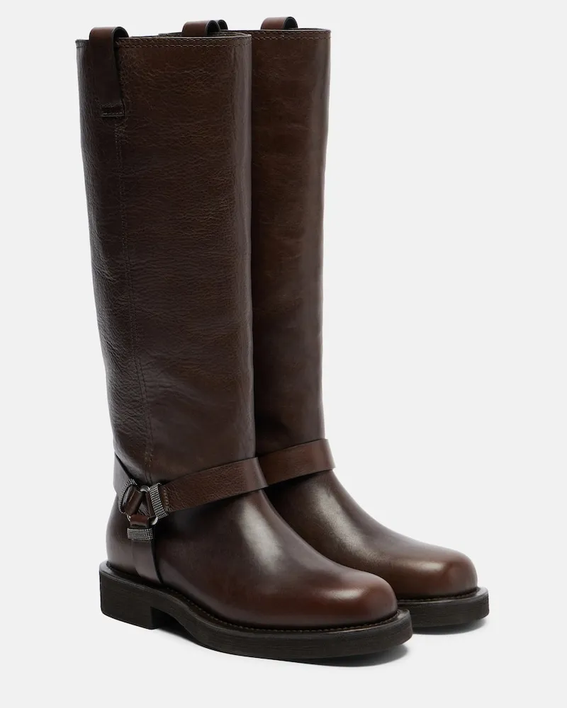 Brunello Cucinelli Stiefel Monili aus Leder Braun