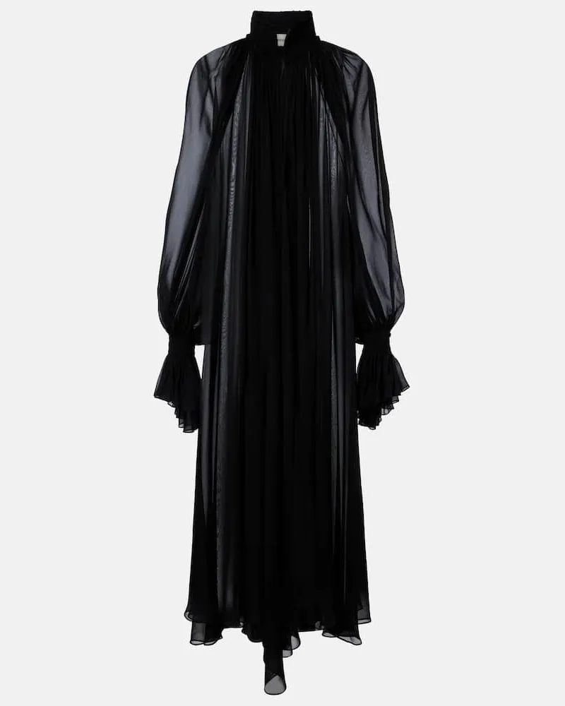 KHAITE Midikleid Edgar aus Seidentüll Schwarz
