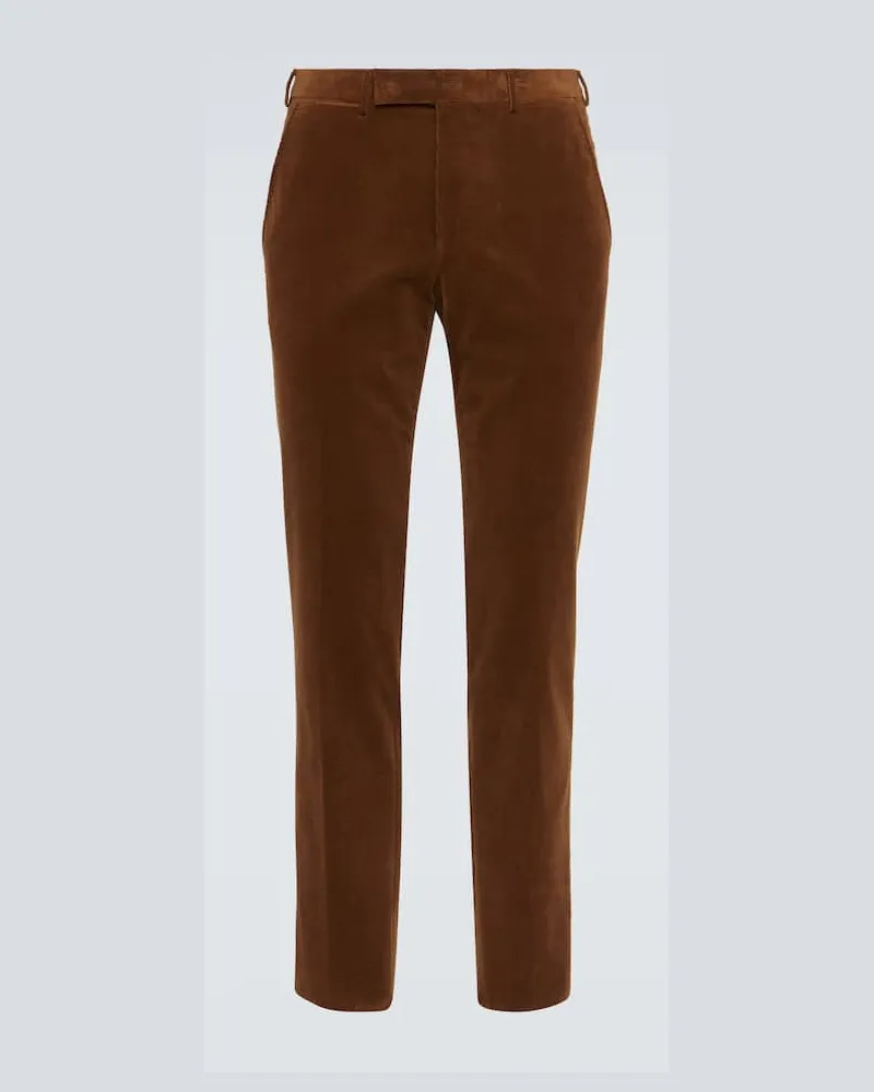 Ermenegildo Zegna Schmale Hose aus Cord Braun