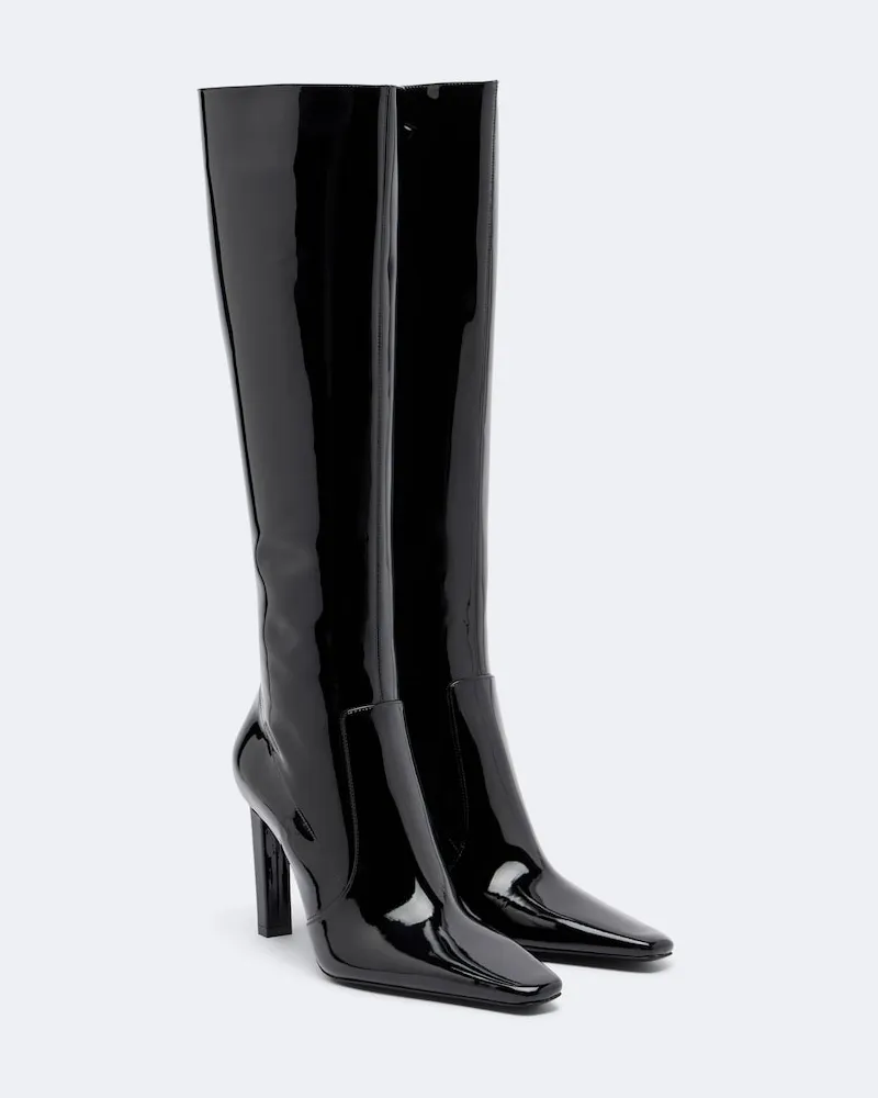 Saint Laurent Stiefel Francoise aus Lackleder Schwarz