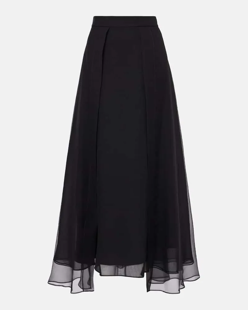 Brunello Cucinelli Midirock aus Seidensatin Schwarz