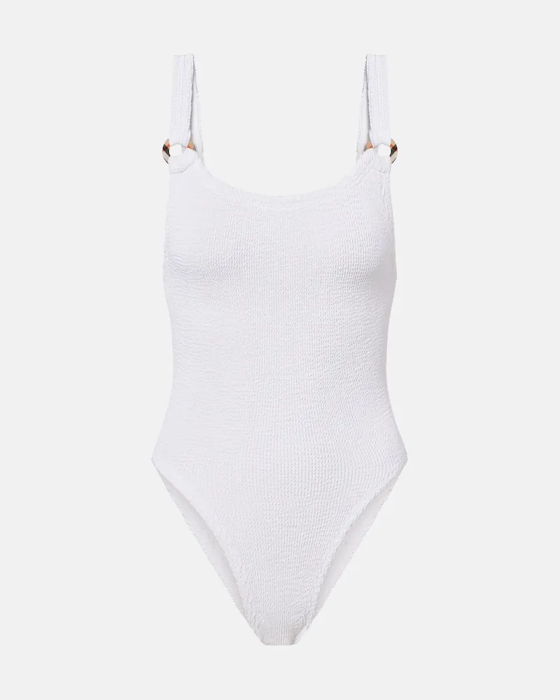 Burberry X Hunza G Domino Burberry Check Badeanzug Weiß