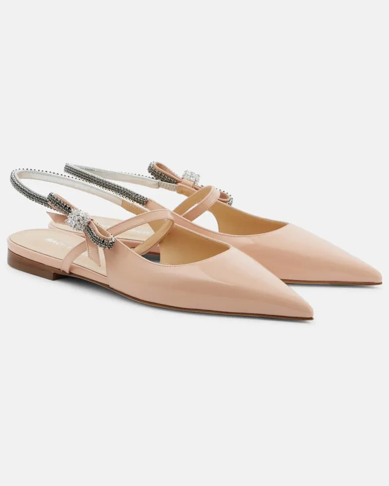 Mach & Mach Slingback-Ballerinas Crystal Cube aus Lackleder Beige