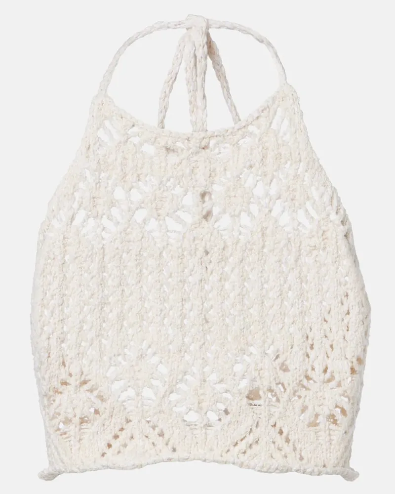 Alanui Cropped-Top Lagoon Romance aus Häkelstrick Beige