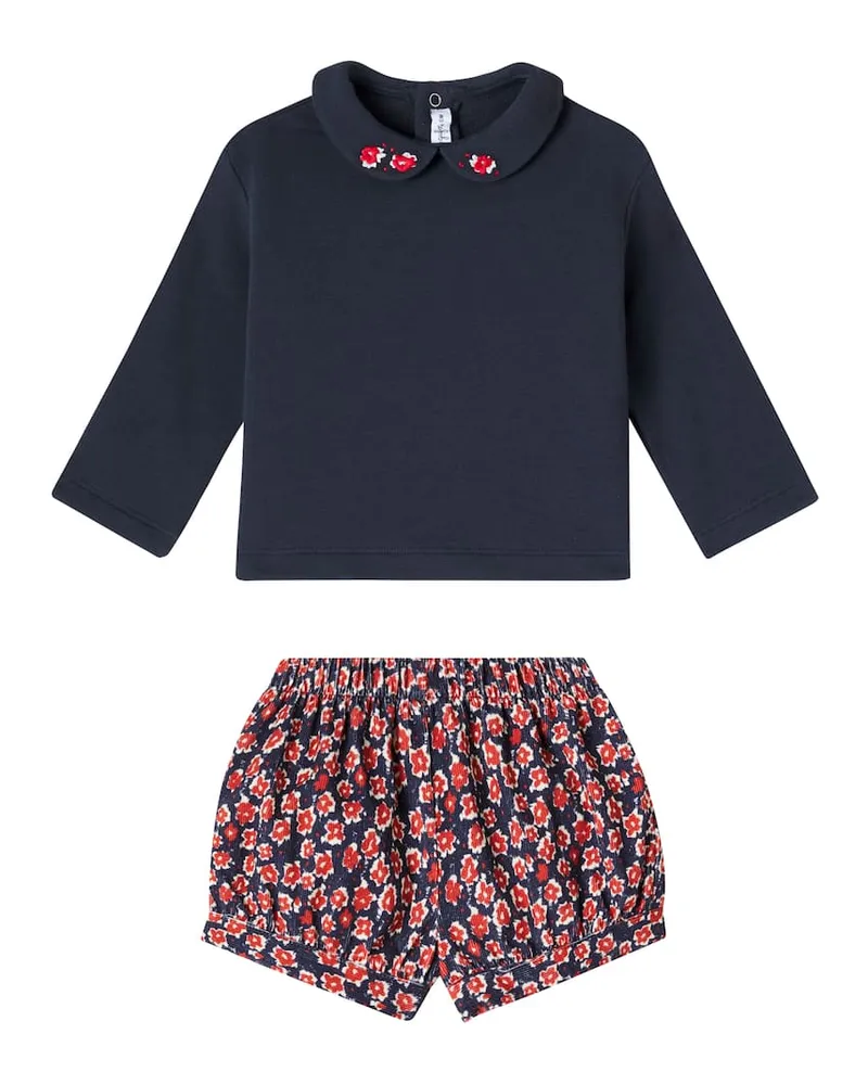 Il Gufo Baby Set aus Sweatshirt und Shorts Blau