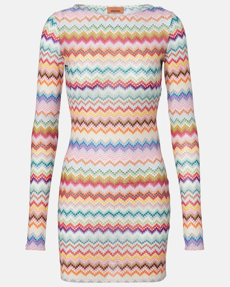 Missoni Minikleid Zig Zag aus Häkelstrick Multicolor