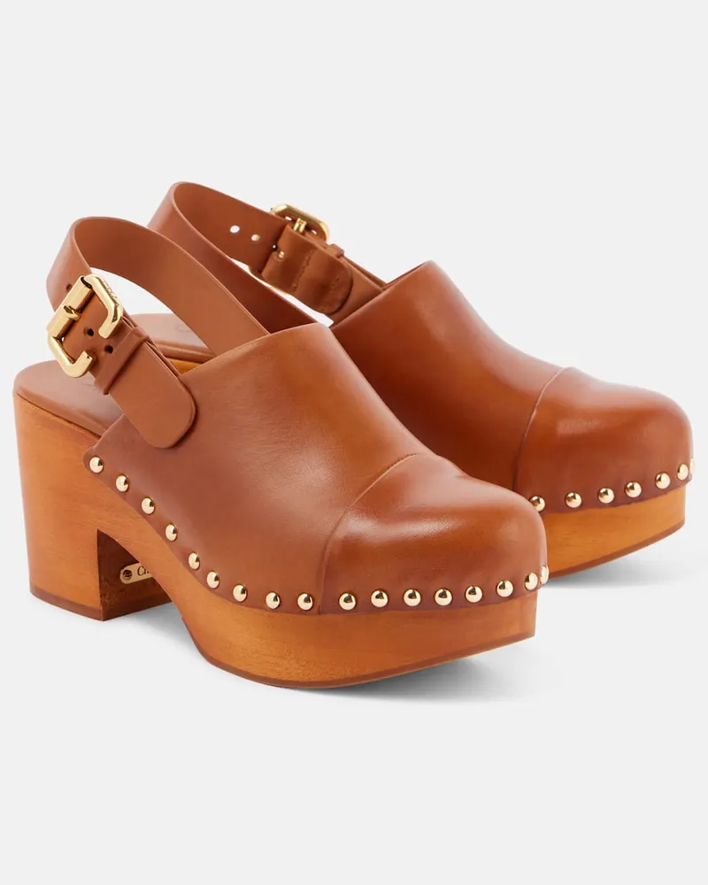 Chloé Chloé Clogs Jeannette aus Leder Braun