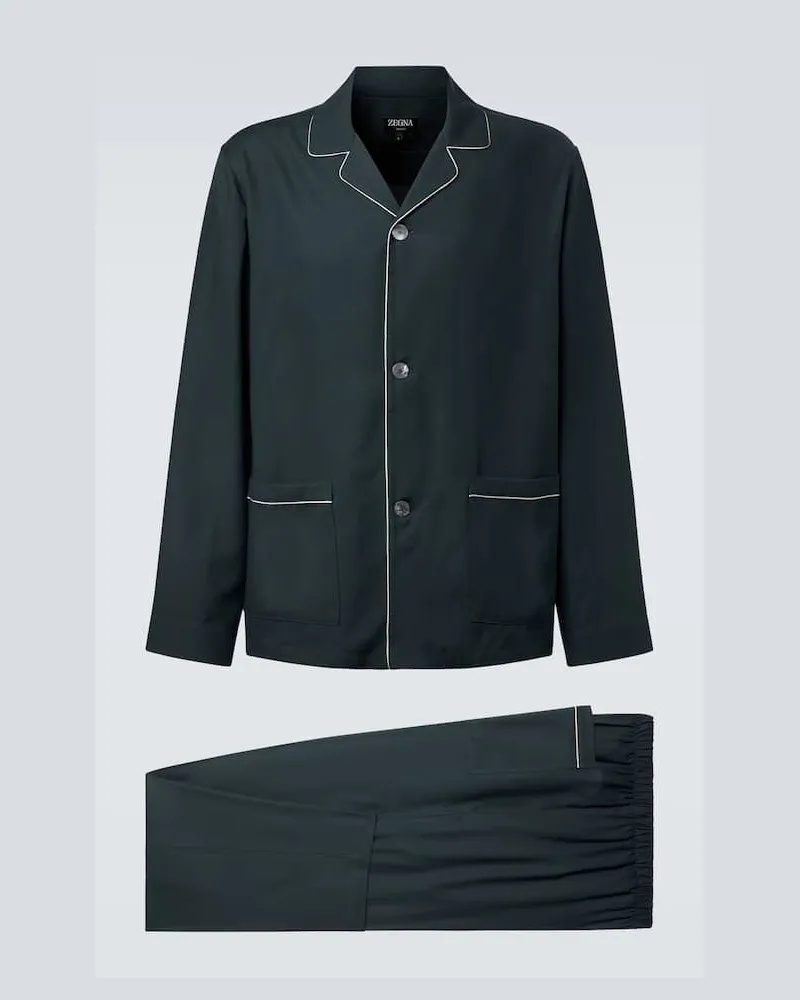 Ermenegildo Zegna Pyjama aus Baumwolle und Kaschmir Grün
