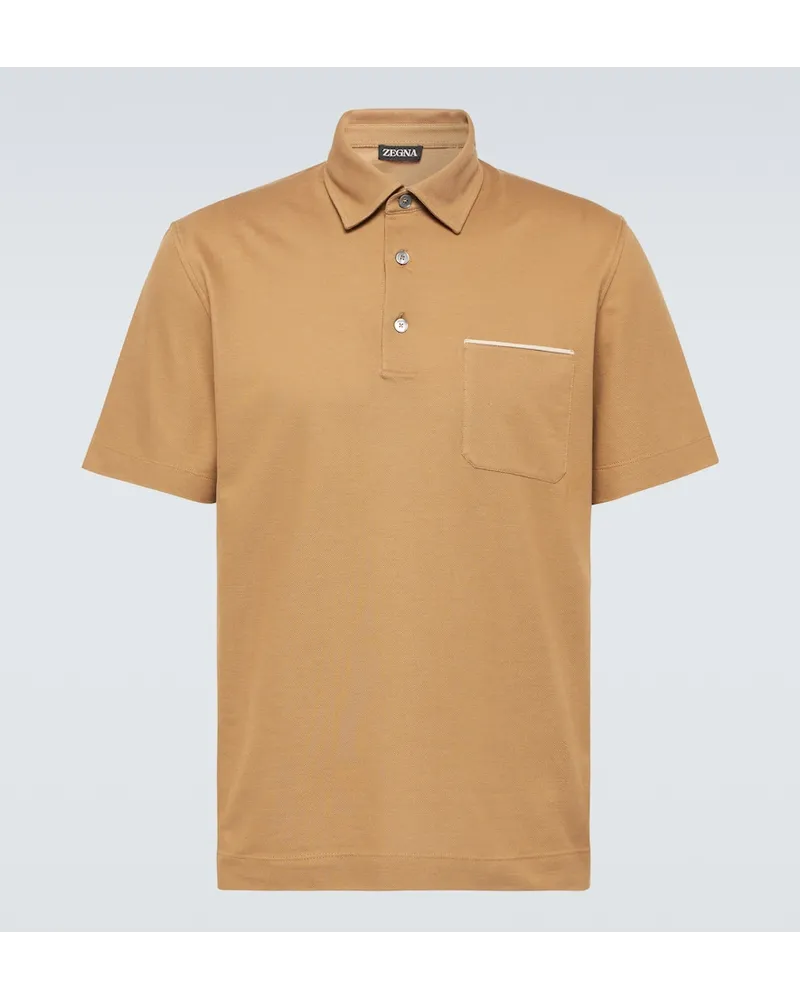 Ermenegildo Zegna Polohemd aus Baumwoll-Piqué Beige
