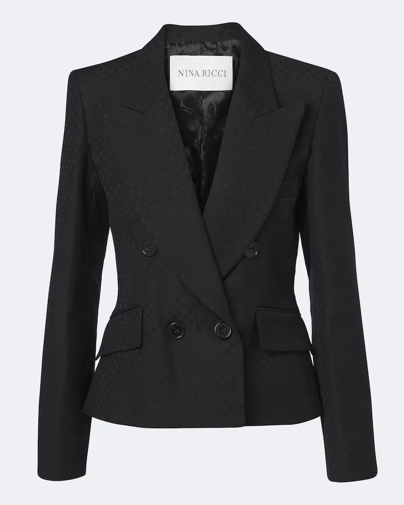 Nina Ricci Zweireihiger Jacquard-Blazer Schwarz