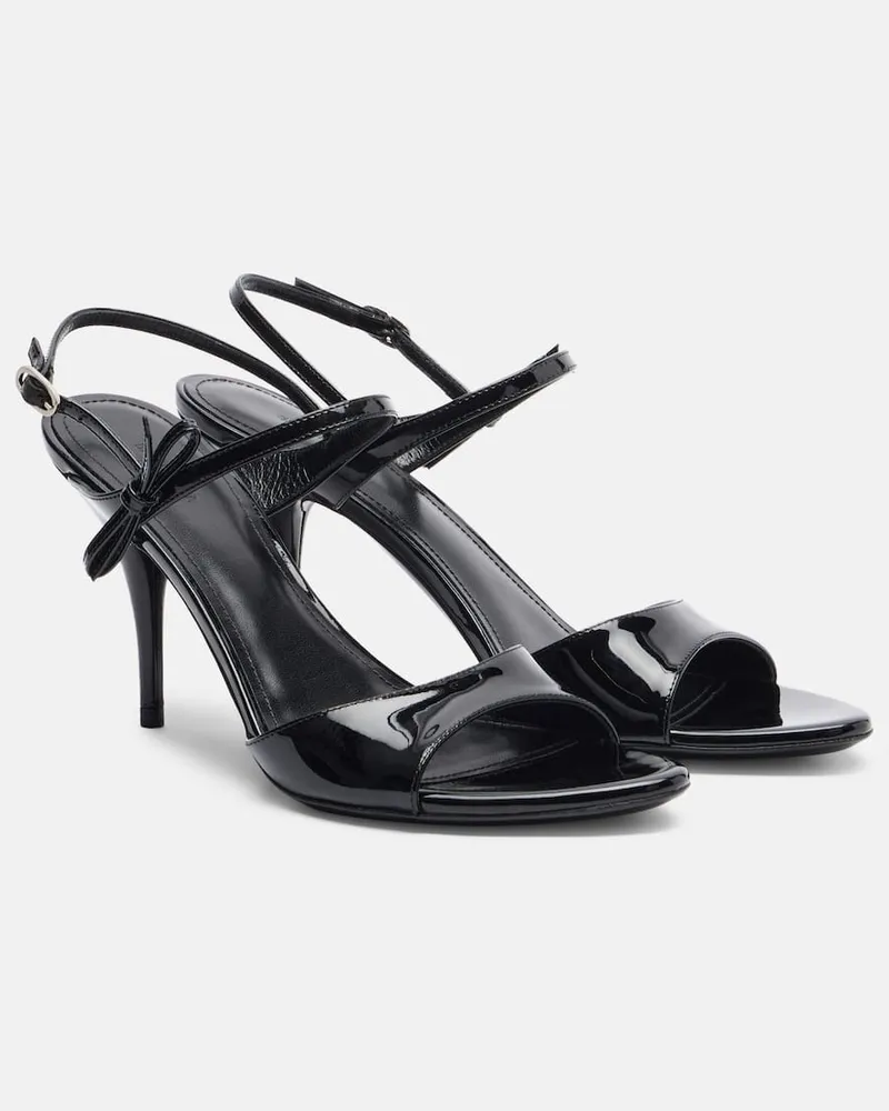 Balenciaga Sandalen Avenue Bow aus Lackleder Schwarz